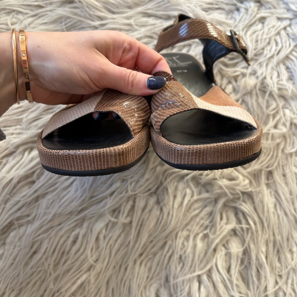 Thierry Rabotin Vintage Patch Work Brown Lizard Leather Wedge Sandals EUC 37.5 - Picture 4 of 8
